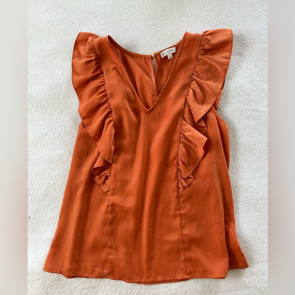 Olivia grey ruffle tank